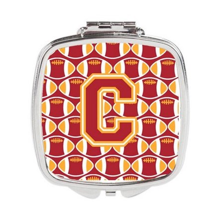 CAROLINES TREASURES Letter C Football Cardinal and Gold Compact Mirror CJ1070-CSCM